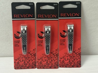 New Revlon 3-PACK Finger Nail Clipper 32410 with File Curved Blade