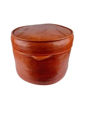 Vtg MCM Orange Footstool Ottoman Hassock Pouf Baseball Wings 70's Boho