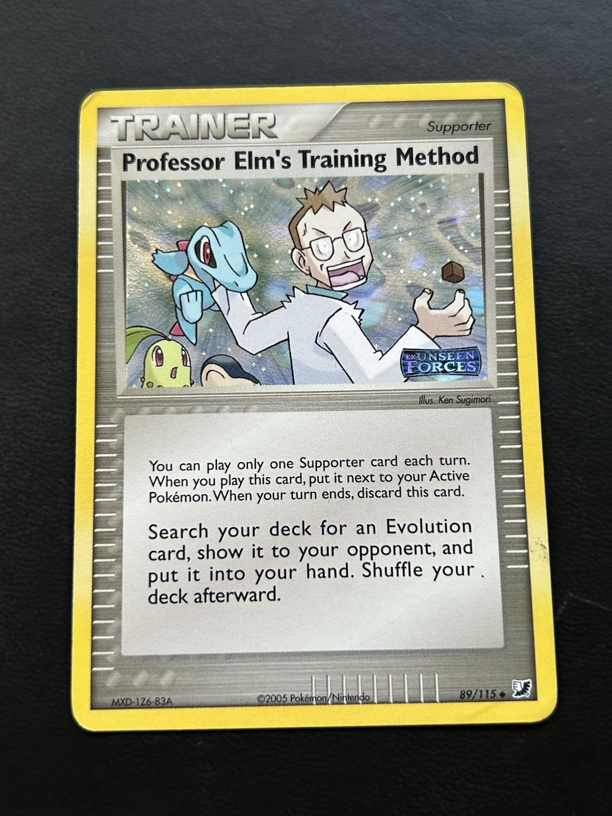Holo Professor Elm’s Training Method 89/115 - Pokemon Unseen Forces Card - MP