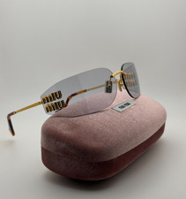 Miu Miu MUA51S Women's Sunglasses Shield Rimless Gold Grey Lenses