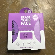 ERASE YOUR FACE Reusable Makeup Removing Cloths For Sensitive Skin 2 Pack