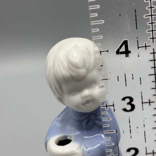 VTG Berman & Anderson Porcelain Blue & White Angel Candle Holder 4” - Picture 5 of 5