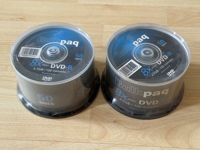 Bulkpaq 8x Speed DVD-R 4,7GB x100 (x2 50 Packungen) Recordable Discs Neu & Versiegelt