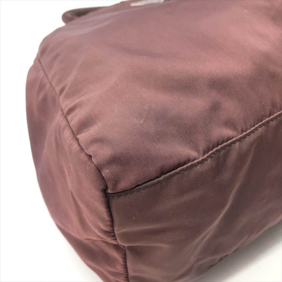 Good Condition PRADA Triangle Logo Plate Nylon Tessuto Hand Tote Bag Brown Ladie thumbnail 5