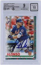 Pete Alonso Mets Signed 2019 Topps Walmart Holiday #HW71 BAS 9/10 Rookie Card