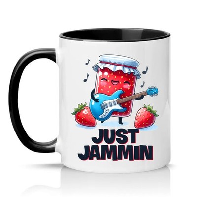 Just Jammin Unisex 11 Unzen Keramiktasse Erdbeere Gitarre Musik Geschenk für Ihn Sie