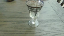 ARTE ITALICA VETRO SILVER WINE/WATER GLASS  HAND-MADE HAND-ETCHED ITALY