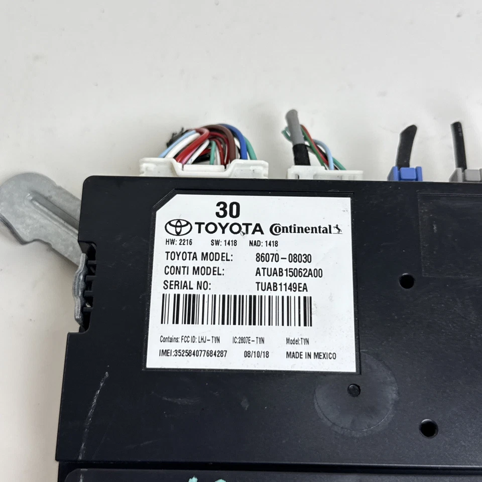 Toyota Sienna 2018 unidad de control transceptor telemático 86070-08030 OEM Foto 2 de 4