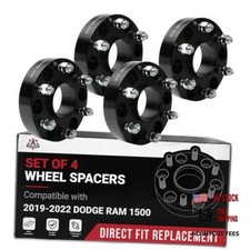 Wheel Spacer Set of 4 Black - 6 Lug 1.5 inches 38mm Real Forged Hub Centric