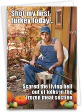 NobleWorks - 1 Funny Thanksgiving Card with Envelope - Humor Greeting for Thanks