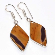 Bezel Mookaite 925 Silver Plated Earrings 1.8