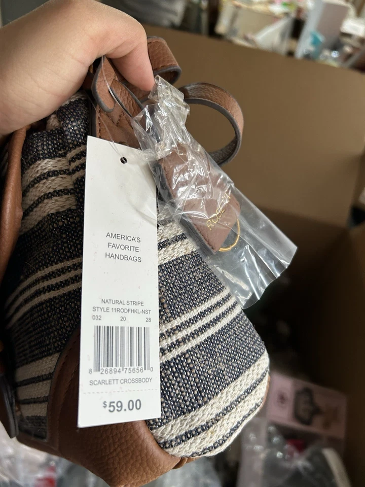 Cartera Bandolera Rosetti Marrón Hebilla Rayas a la Venta Nueva con Etiquetas Foto 3 de 4