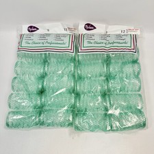  Lot of 2 12-pack Vintage Nylrem Green Hair Rollers Made In USA 1 1/8 inch
