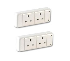 Rewireable 13A Double Socket 3 Pin Extension Socket 2 Gang Socket Wire pack of 2