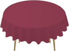 Burgundy Plastic Tablecloths 2 Pack Maroon Disposable Table Covers 84 Inch Circl