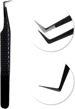 Lash Tweezers for Eyelash Extenss, Fiber Tip Diond Grip 90