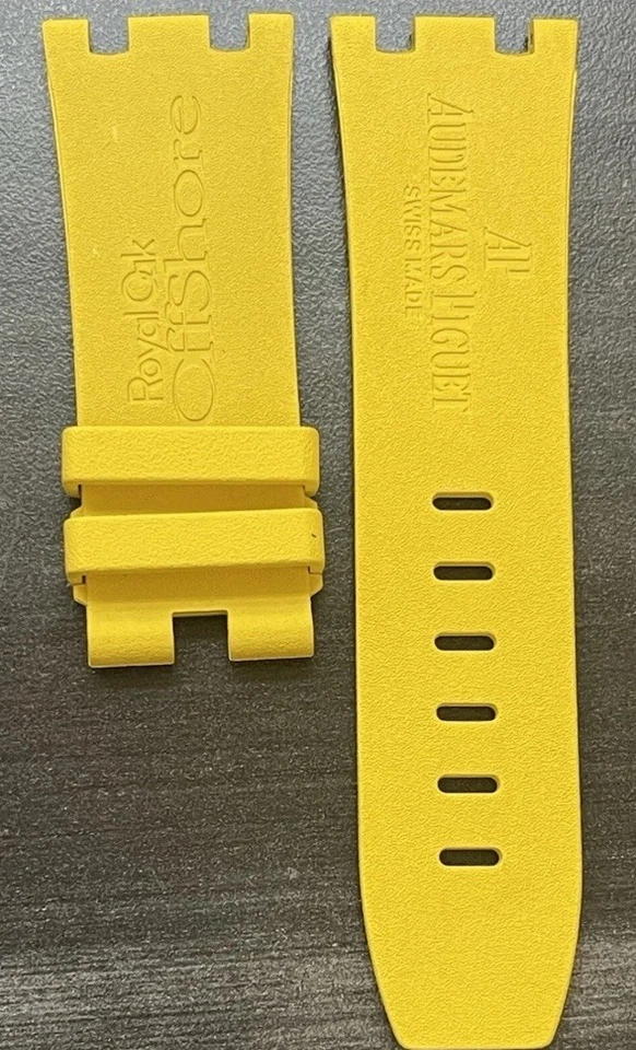 CORREA DE ESPIGA DE GOMA AUDEMARS PIGUET 28/24 MM OEM AMARILLO ROBLE REAL EN ALTA MAR Foto 2 de 3