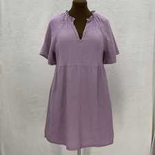 OLD NAVY Lilac V-Neck Crinkle Gauze Mini Swing Dress Sz M Short Sleeve Mini Boho