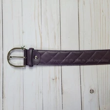 Tailored Sportsman Quilted Leather Belt - Grape/Silver