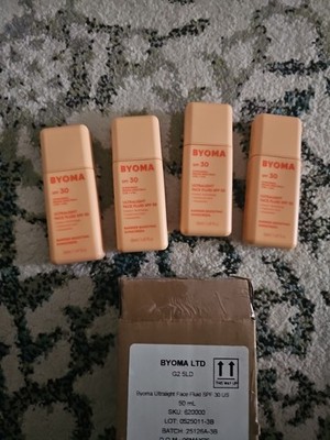Lot Of 4 - BYOMA Liquid Face Fluids SPF 30 1.69 fl oz - New/Sealed