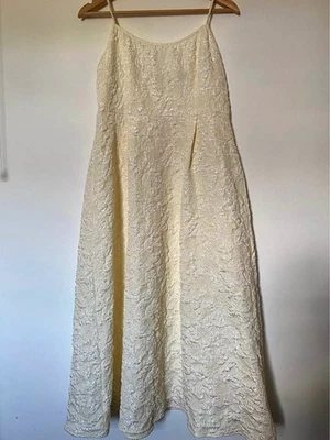 Floreya Cream Floral Lace Slip Dress Scoop Neck Long Strappy Sleeveless L - Image 1 of 4