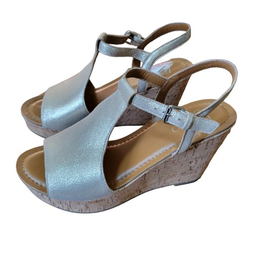 Franco Sarto Clinton Women's 7.5 M Leather Wedge Heel Ankle Strap Sandals Shoes. - Picture 4 of 24
