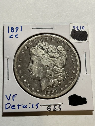 1891 CC Morgan Silver Dollar $1 VF Very Fine Details Key Date Carson City