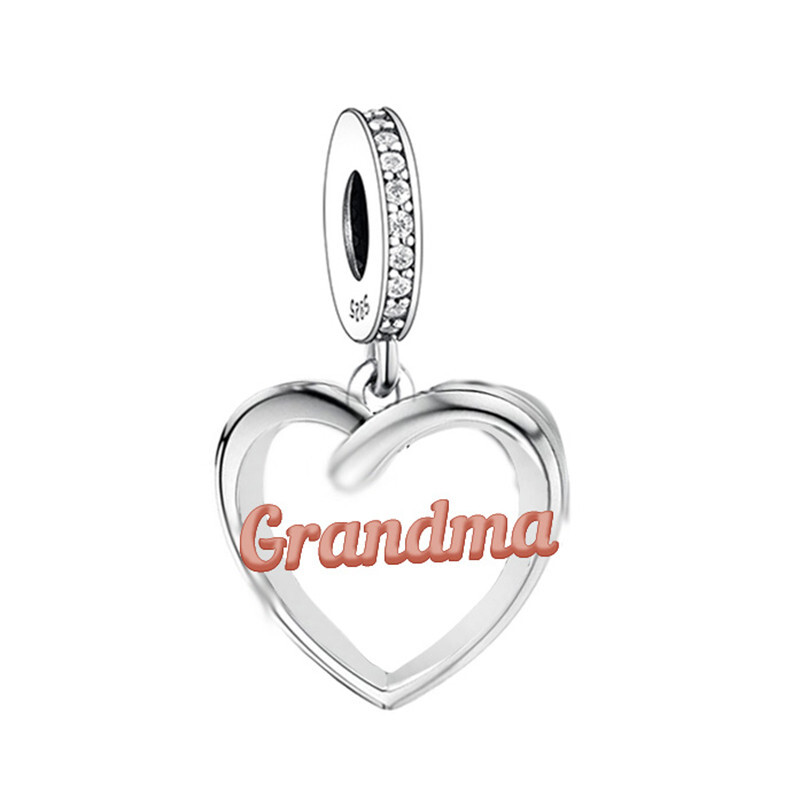 Genuine Sterling Silver 925 Grandma Love You Heart Gran Granny Gift Dangle Charm