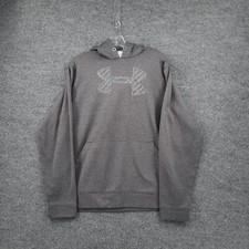 Under Armour Hoodie Mens M Medium Gray Pullover Logo Graphic Long Sleeve Sports