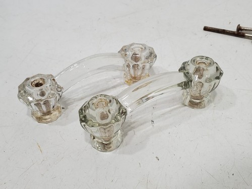 Lot of Antique Vintage Art Deco Glass Cabinet Dresser Drawer Pulls Knobs HANDLES - Picture 8 of 18
