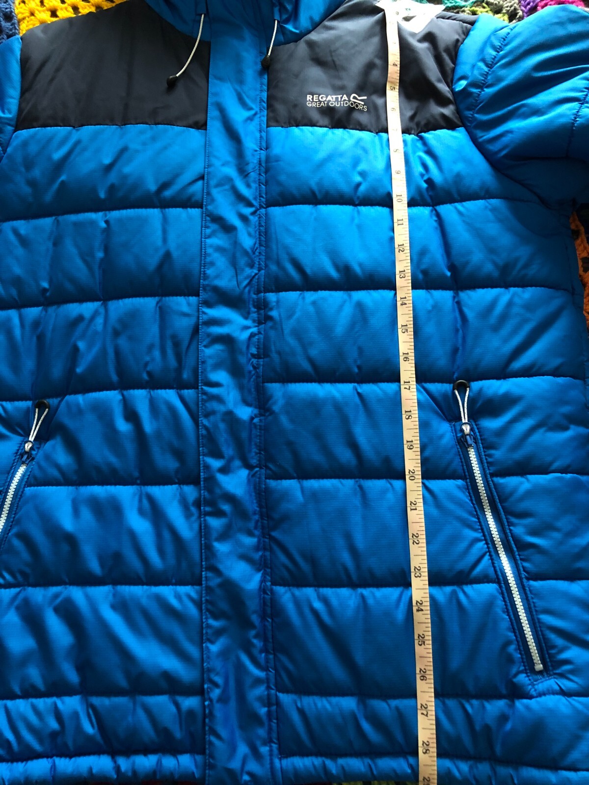 REGATTA MENS WINTER JACKET PADDED HOODED BLUE SIZE LARGE VGC WARM