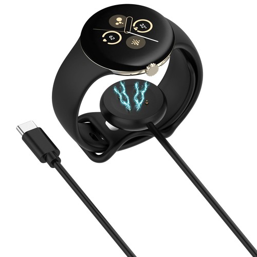 Black Magnetic Charger Type-C Charging Cable Station For Google Pixel Watch 2 ss - Picture 6 of 9