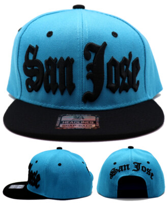 San Jose New Leader Headlines Old English Sharks Teal Black Snapback Era Hat Cap