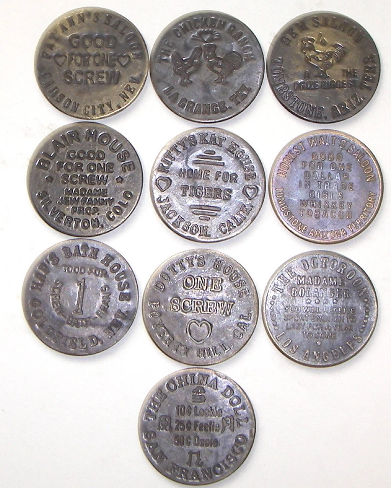 Lote de 30 fichas de casa de gato burdel de latón macizo Foto 2 de 3