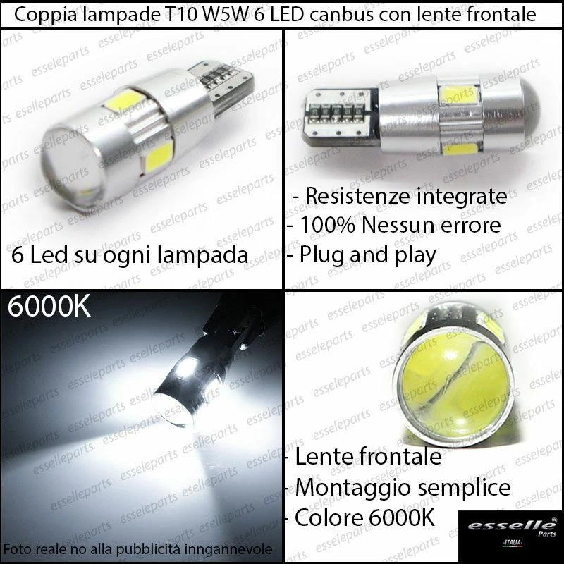 COPPIA LUCI DI POSIZIONE 6 LED CON LENTE FRONTALE FIAT 124 SPIDER 6000K BIANCO - Immagine 2 di 4