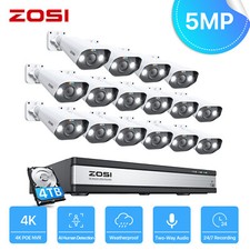 ZOSI 5MP POE Security Camera System 16CH 4K 4TB NVR Home IP Audio Recording IP66