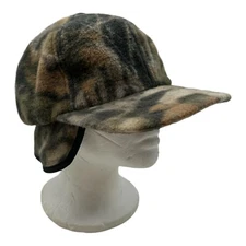 Vintage Fleece Camo Trapper Hat Cap Mens Size L Hunting Outdoor YoungAn Ear Flap