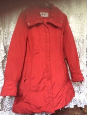 Sm Red Knee Lenght Coat Lined By Donatella Zippockets Zip Feather & Down Lining