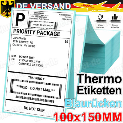 Thermo Etiketten 100x150 mm Versandetiketten gefalzt Leporello für DPD DHL Zebra