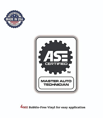 ASE CERTIFIED MECHANIC VINYL DECAL STICKER CAR BUMPER 4MIL BUBBLE FREE US  MADE