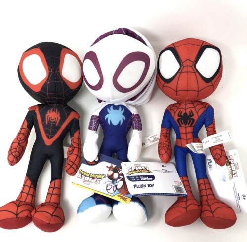 Spidey And His Amazing Friends Ghost Spider, Spiderman, Miles Morales Plush - Afbeelding 1 van 3
