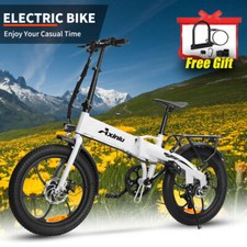 Folding Electric Bike for Adults 30MPH Electric Bicycle Commuter Ebike WHITE