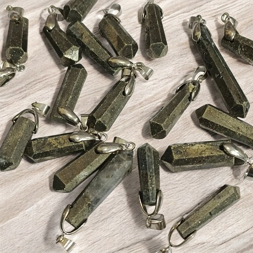Natural gemstone Pyrite pendant for necklace - handmade fashion healing jewelry - Picture 2 of 6
