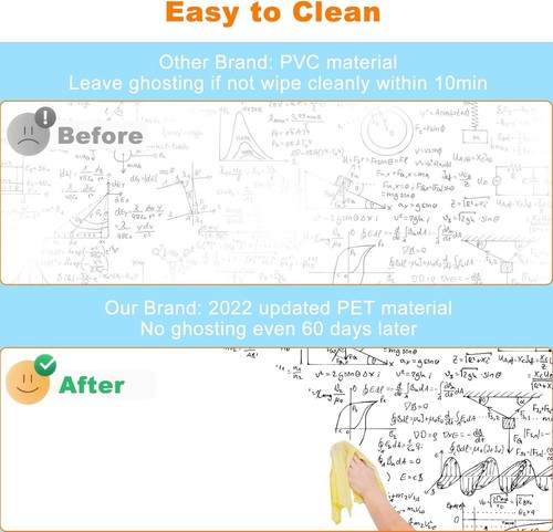 4x8ft Whiteboard Contact Paper - Smooth, Stain-Proof, Residue-Free Adhesive Roll - Picture 4 of 9