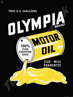 Olympia Brand Motor Oil Metal Sign 3 Sizes to Choose From