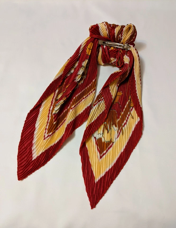 Women's Barrette clip w/ Long & Oversize Multi-colour Crinkle Silk tails - Image 2 of 3