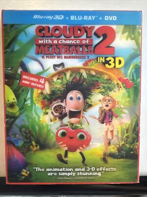Cloudy 2: Revenge of the Leftovers 3D  (Blu-ray/DVD, 2014) Rare Slipcover OOP
