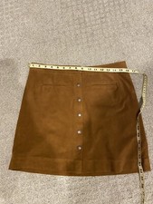 Suede Mini Skirt Sz 6 Academic School Girl Preppy Collegiate Vegan Button Front