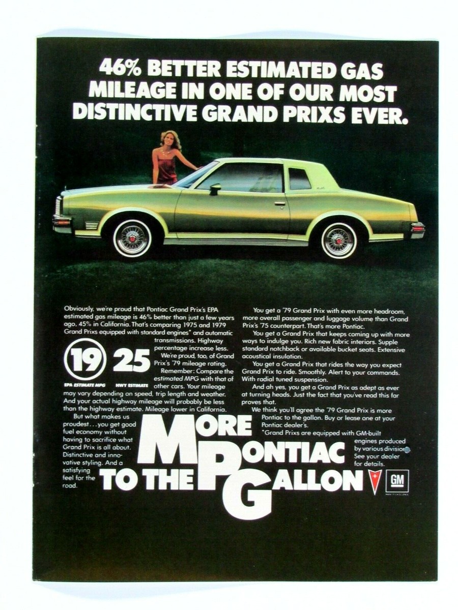 1979 Pontiac Grand Prix Vintage Green Original Print Ad 8.5 x 11