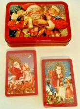 Vintage Playing Cards, 2 decks sealed and in collector tin SANTA